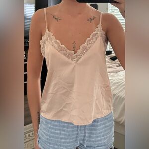 Cream silk lace tank